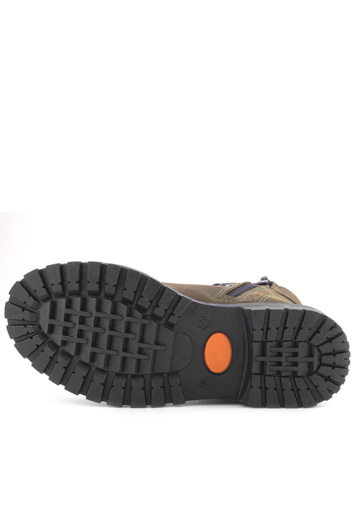 Rakerplus Griffon Hakiki Deri Haki Yeşil Fermuarlı Kışlık Çocuk Bot