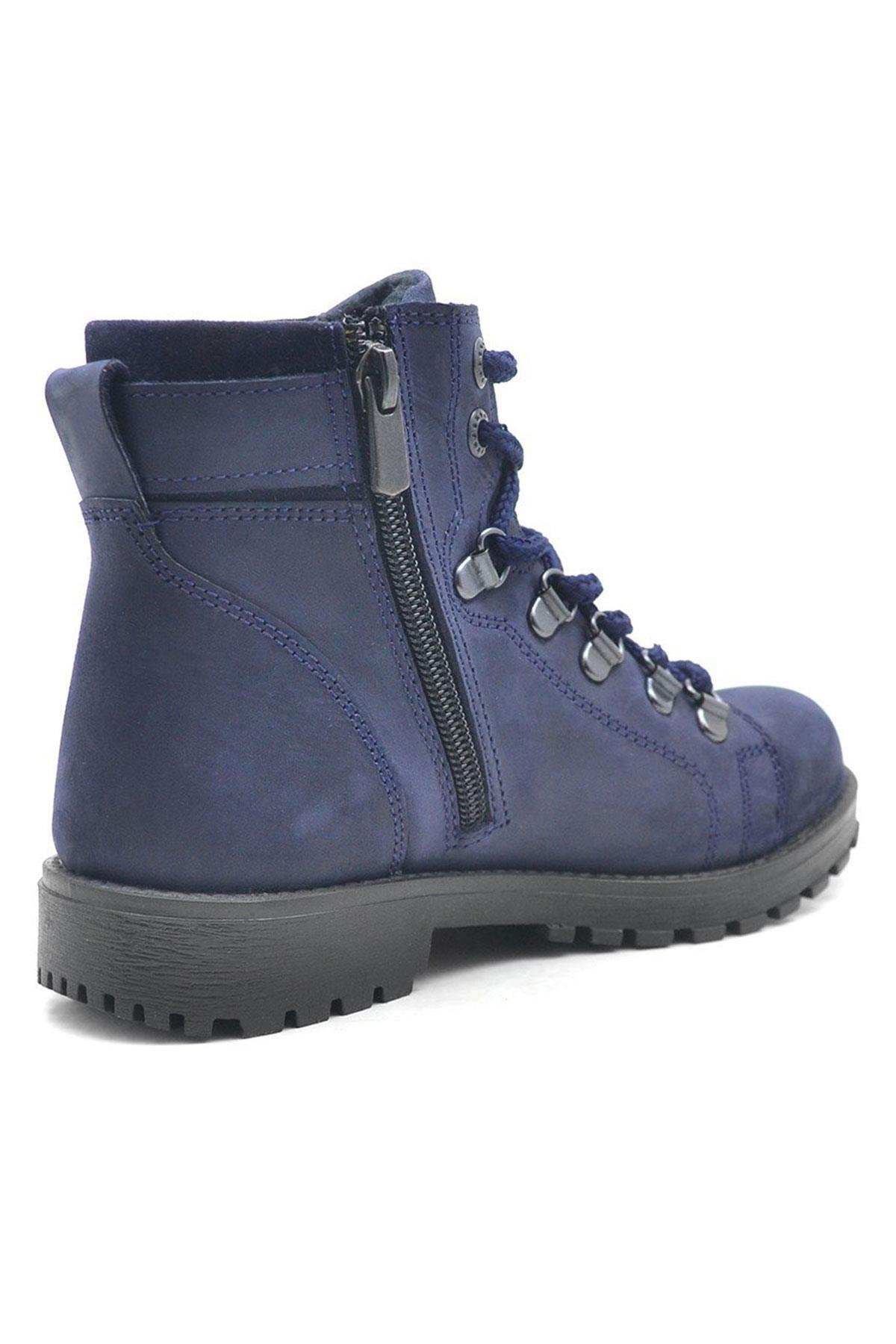 Rakerplus Griffon Hakiki Deri Lacivert Fermuarlı Çocuk Botu
