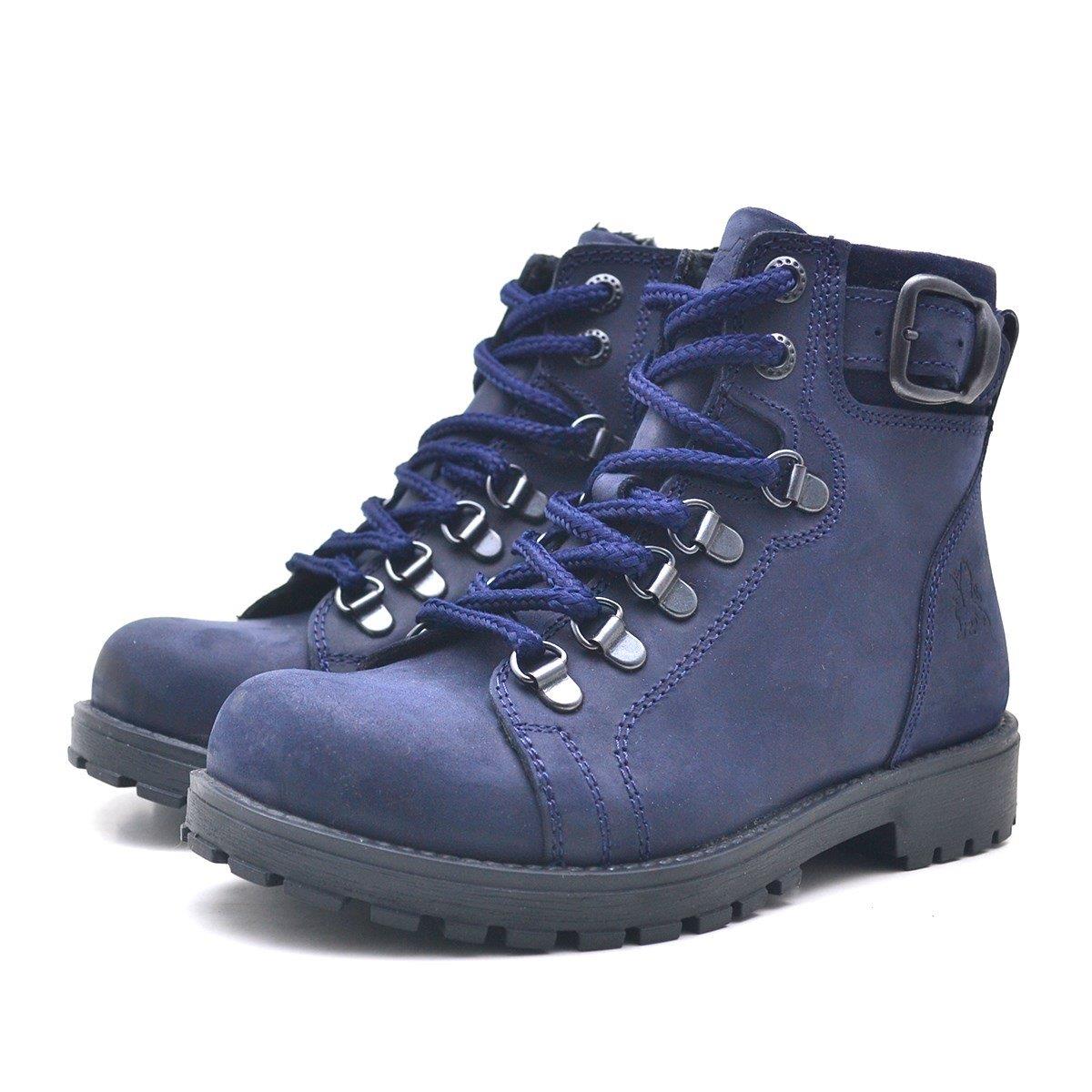 Rakerplus Griffon Hakiki Deri Lacivert Fermuarlı Çocuk Botu