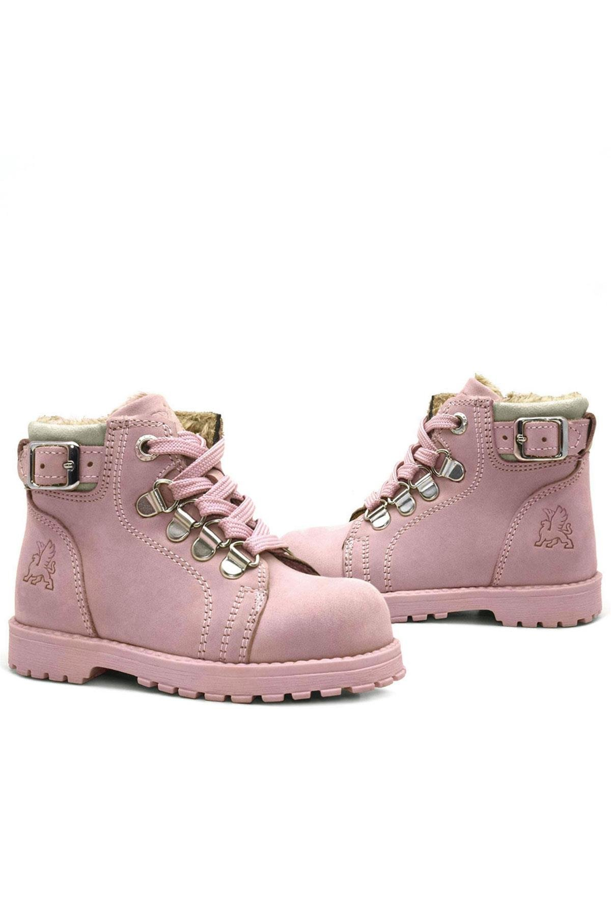 Rakerplus Griffon Hakiki Deri Pembe Fermuarlı Kışlık Kız Bebek Bot