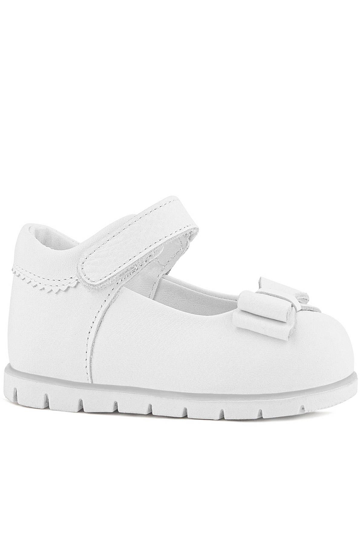 Rakerplus Hakiki Deri Beyaz Kız Bebek Babet Ayakkabı