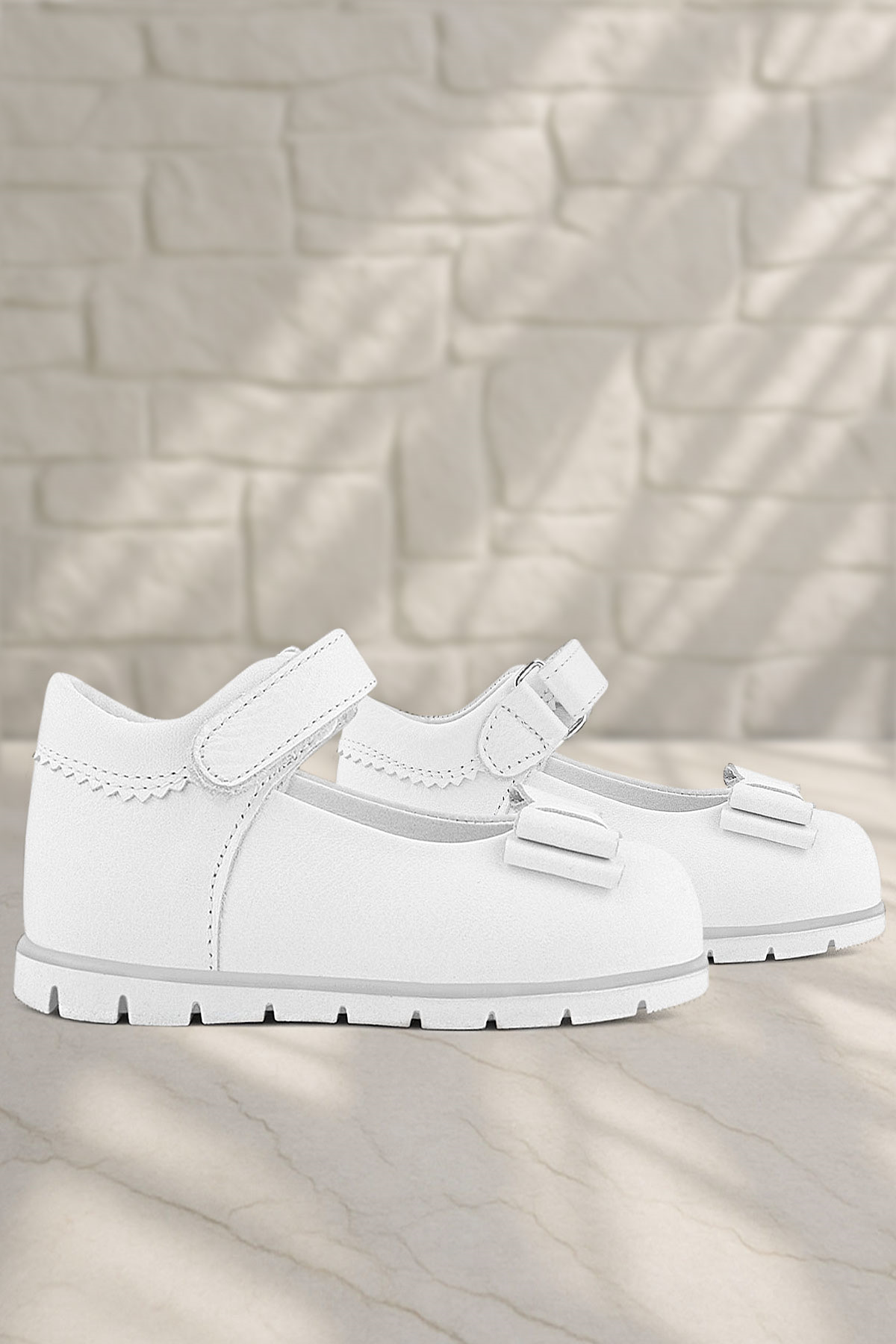 Rakerplus Hakiki Deri Beyaz Kız Bebek Babet Ayakkabı
