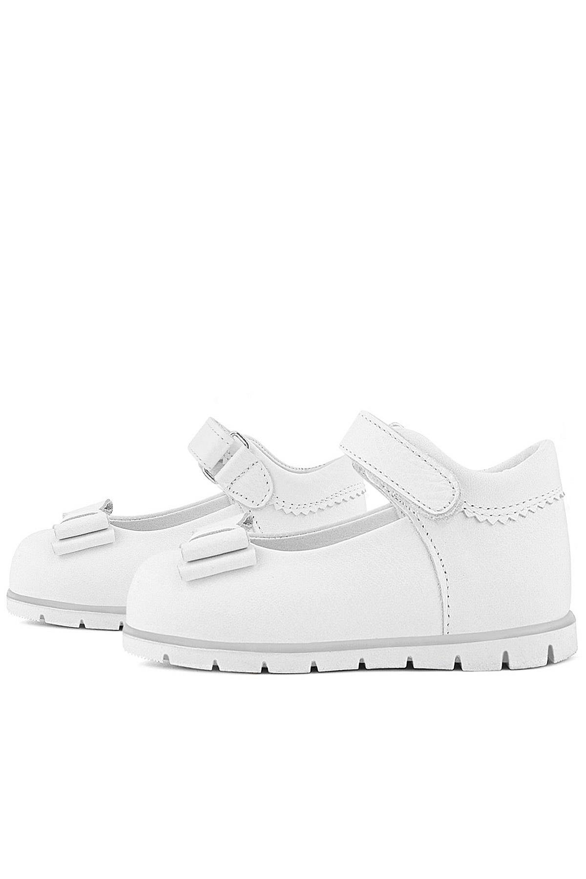 Rakerplus Hakiki Deri Beyaz Kız Bebek Babet Ayakkabı