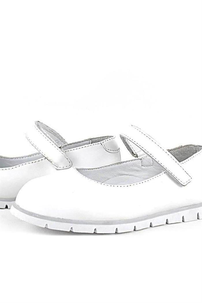 Rakerplus Hakiki Deri Beyaz Kız Çocuk Babet