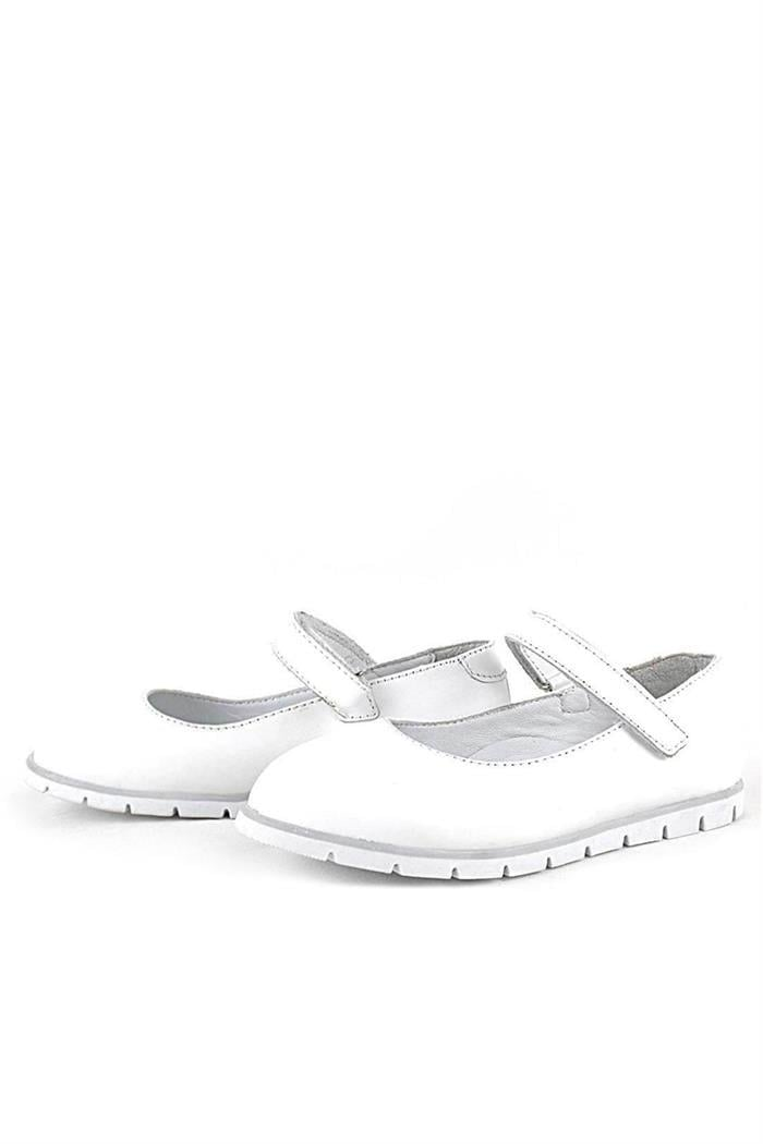 Rakerplus Hakiki Deri Beyaz Kız Çocuk Babet