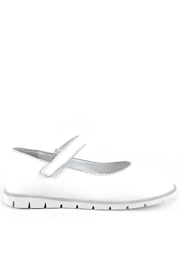 Rakerplus Hakiki Deri Beyaz Kız Çocuk Babet