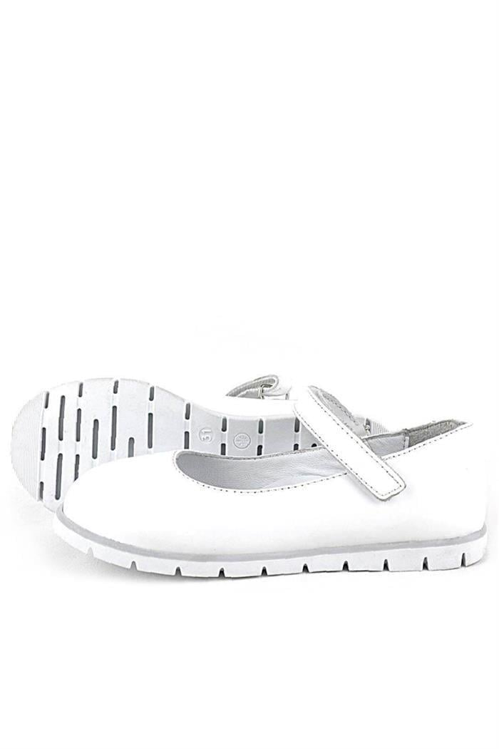 Rakerplus Hakiki Deri Beyaz Kız Çocuk Babet