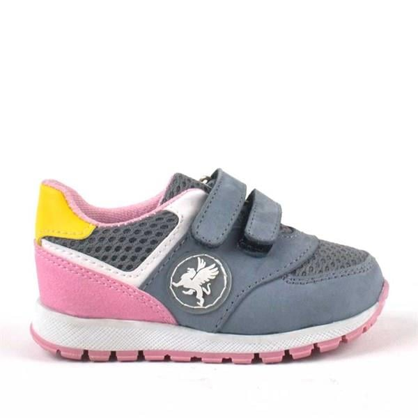 Rakerplus Hakiki Deri Gri Cırtlı Kız Bebek Spor Ayakkabı