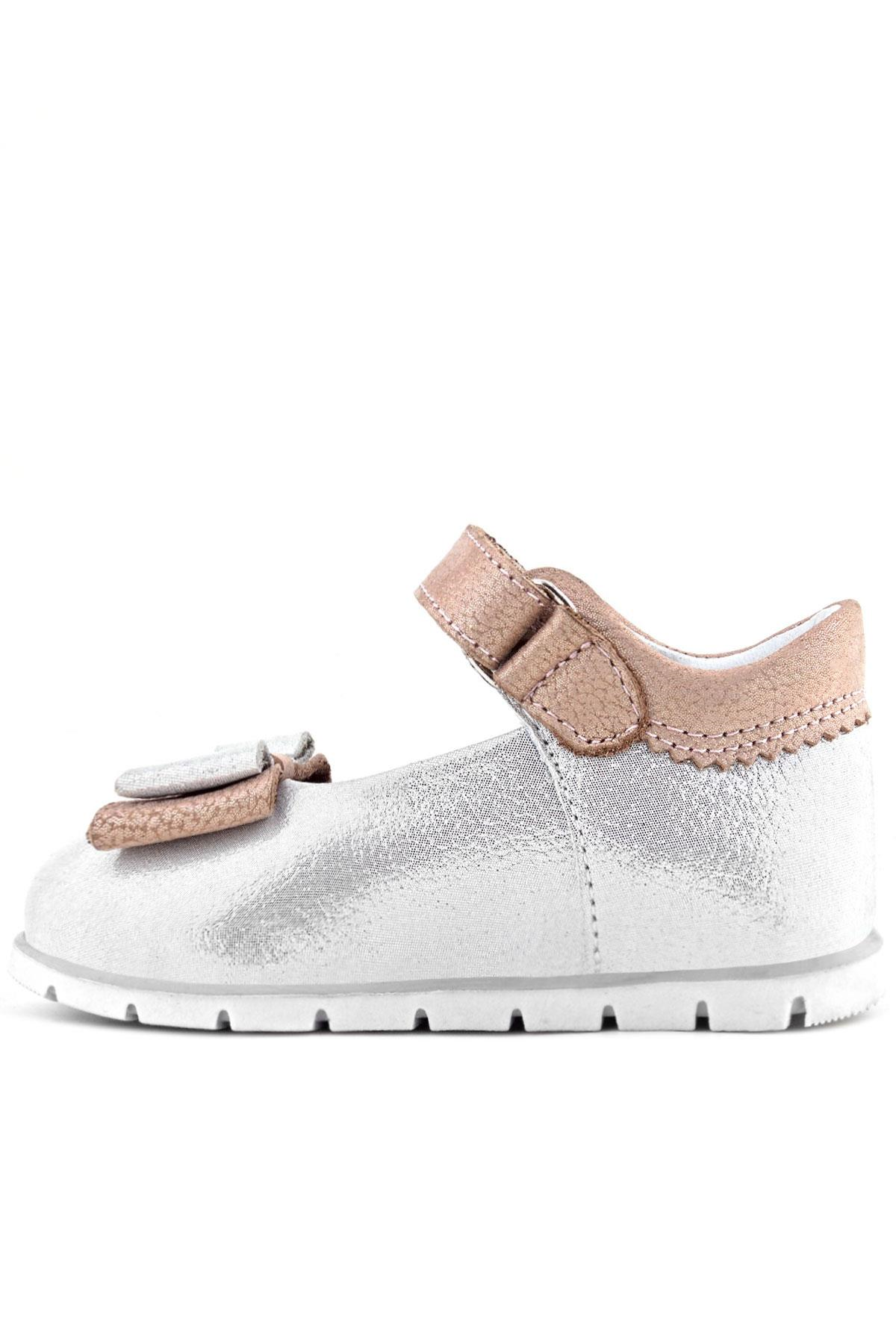 Rakerplus Hakiki Deri Gümüş Pudra Kız Bebek Babet Ayakkabı