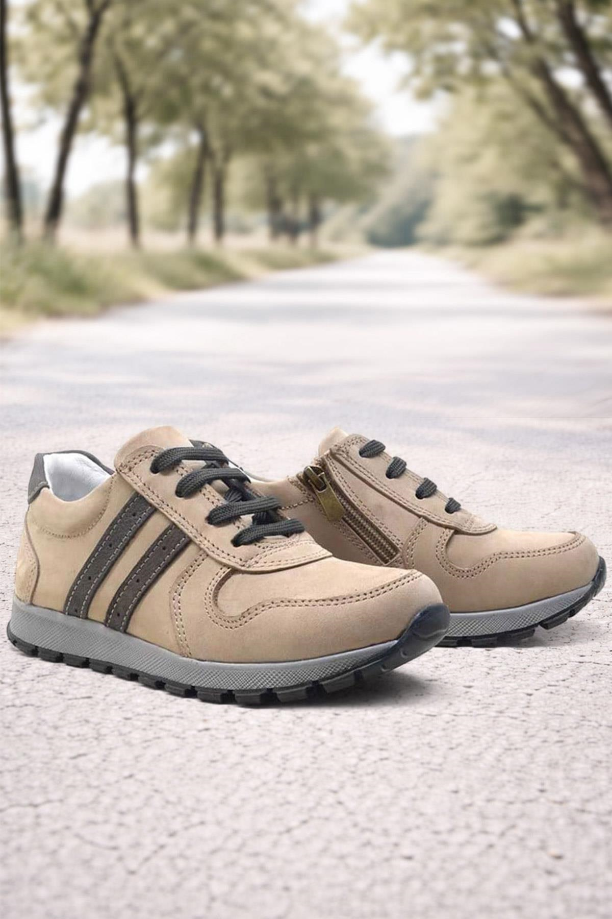Rakerplus Hakiki Deri Kum Fermuarlı Erkek Çocuk Spor Okul Ayakkabı