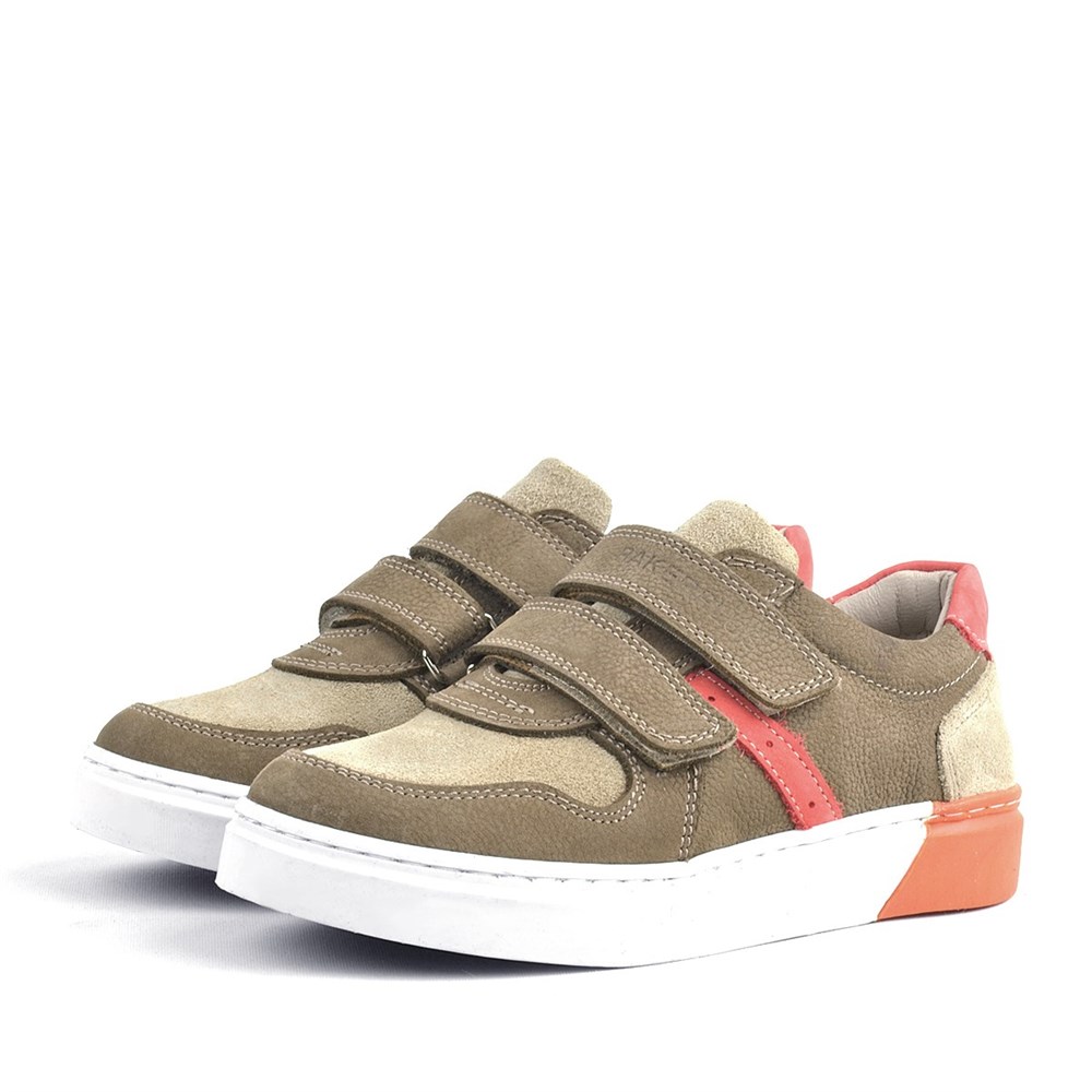 Rakerplus Hakiki Deri Kum Rengi Cırtlı Erkek Çocuk Sneaker
