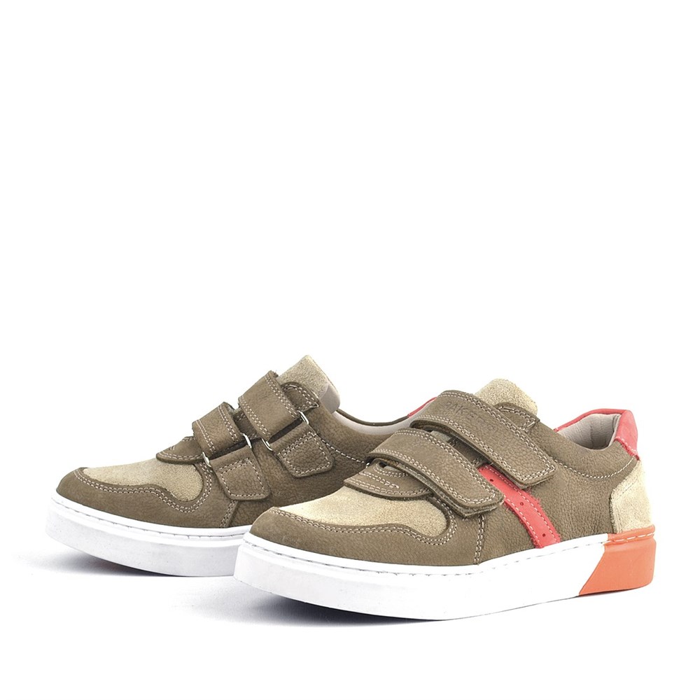 Rakerplus Hakiki Deri Kum Rengi Cırtlı Erkek Çocuk Sneaker