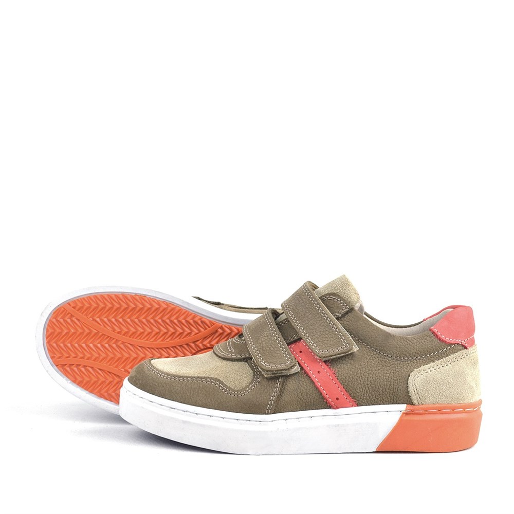 Rakerplus Hakiki Deri Kum Rengi Cırtlı Erkek Çocuk Sneaker