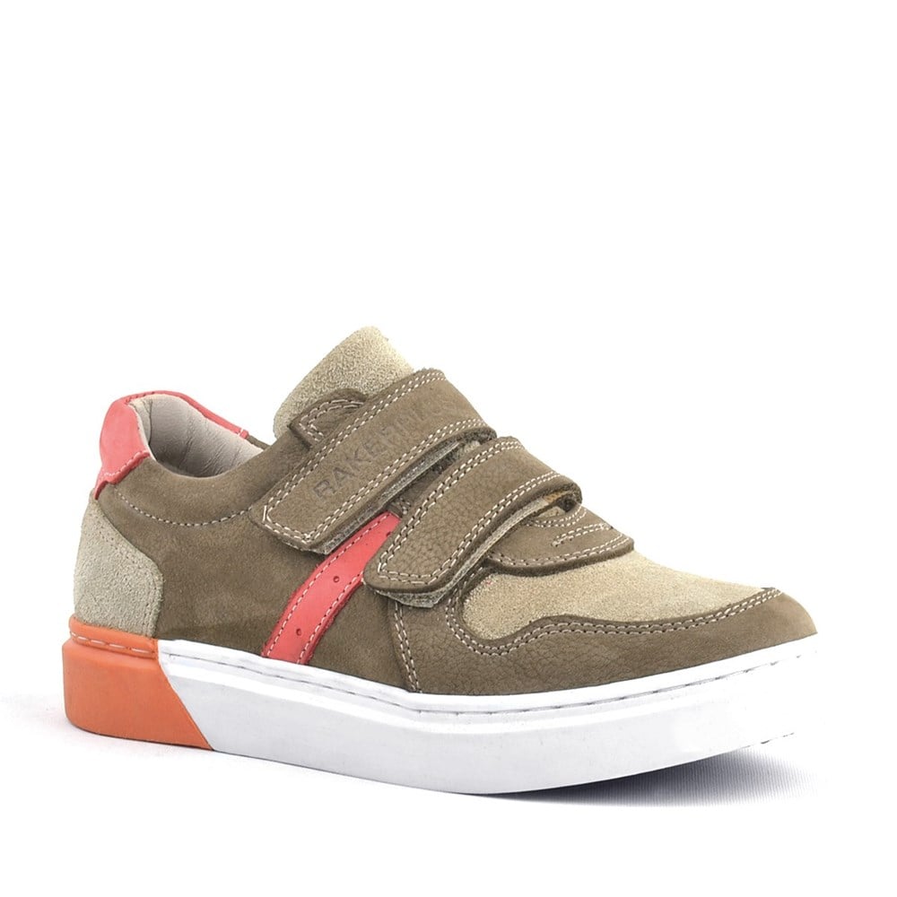 Rakerplus Hakiki Deri Kum Rengi Cırtlı Erkek Çocuk Sneaker