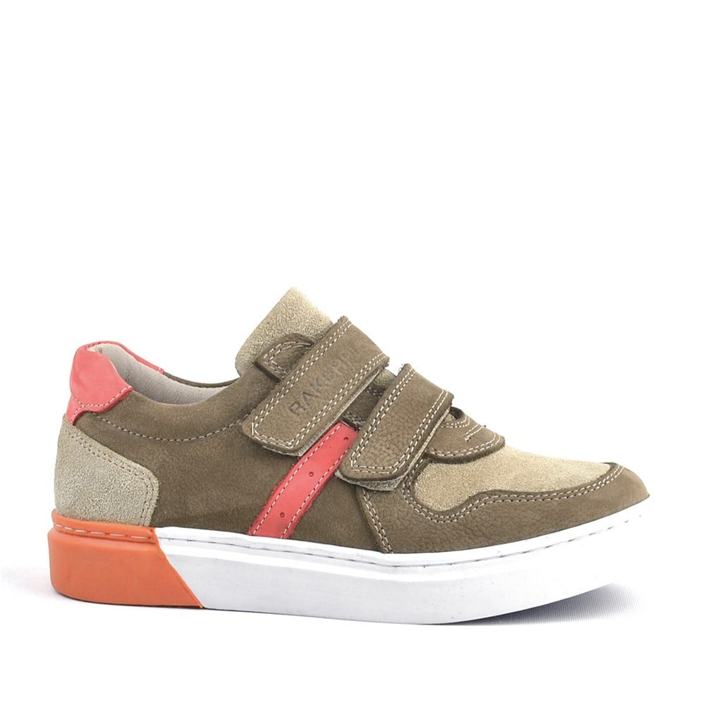 Rakerplus Hakiki Deri Kum Rengi Cırtlı Erkek Çocuk Sneaker