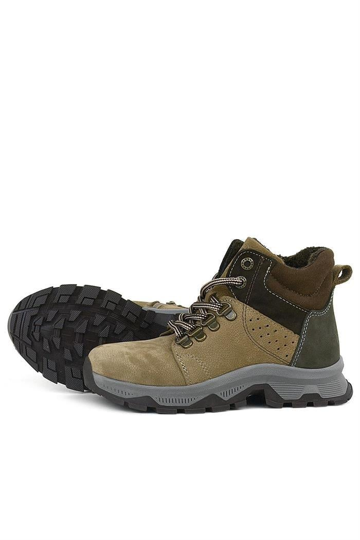 Rakerplus Hakiki Deri Kum Rengi Fermuarlı Trekking Çocuk Bot