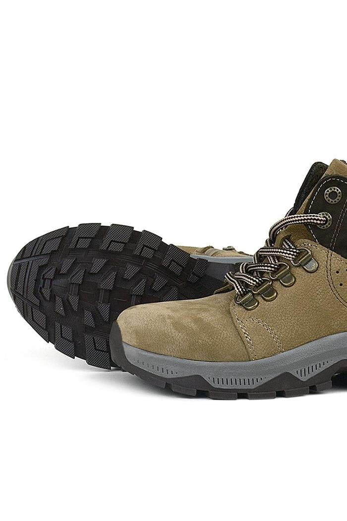 Rakerplus Hakiki Deri Kum Rengi Fermuarlı Trekking Çocuk Bot