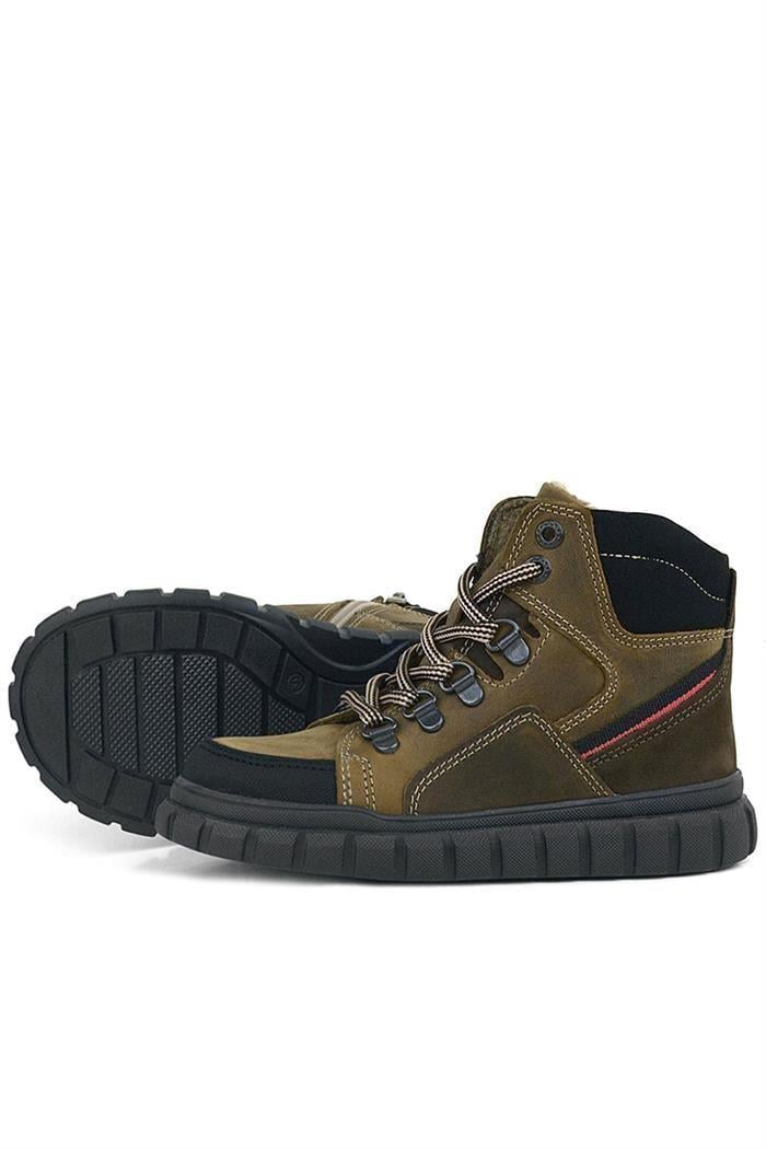 Rakerplus Hakiki Deri Kum Rengi Fermuarlı Trekking Çocuk Bot