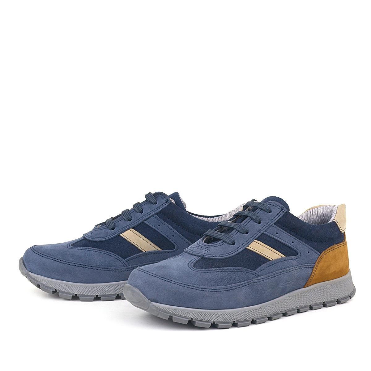 Rakerplus Hakiki Deri Mavi Sneakers Erkek Spor Ayakkabı