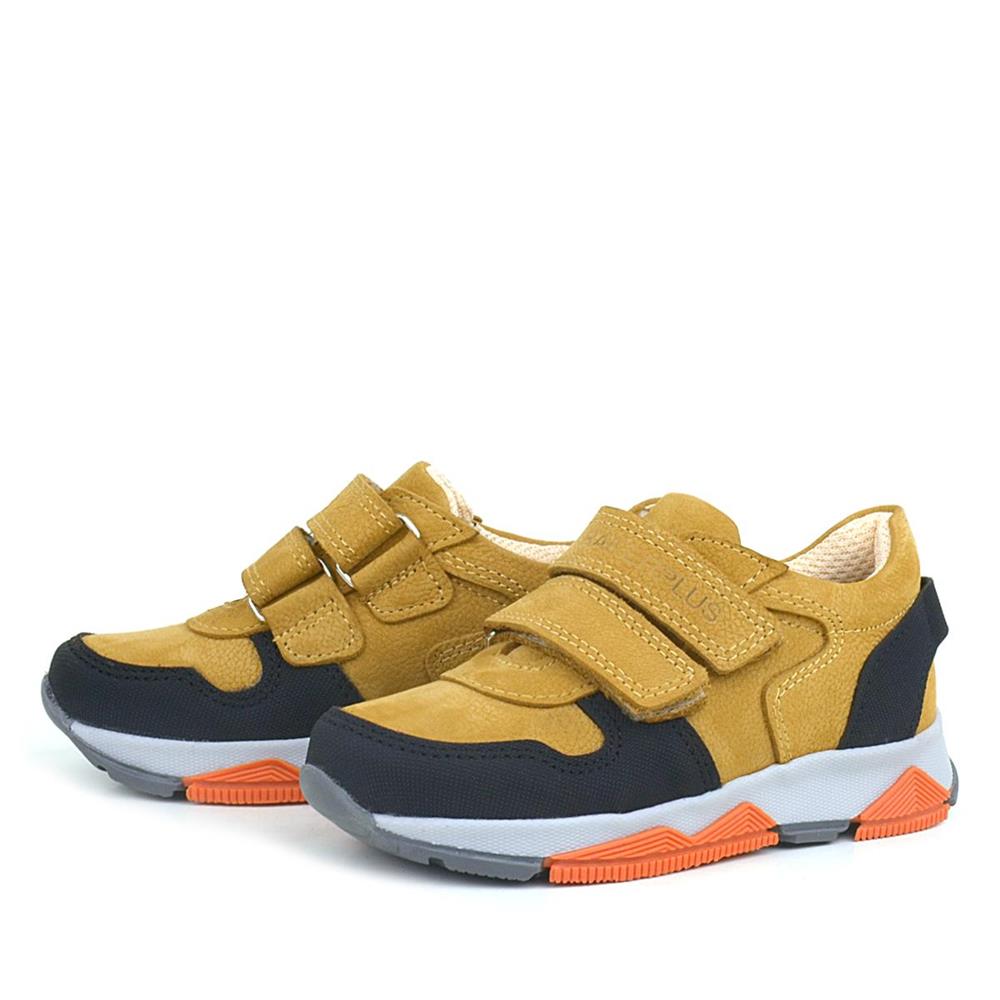 Rakerplus Hakiki Deri Sarı Siyah Çocuk Sneakers Spor Ayakkabı