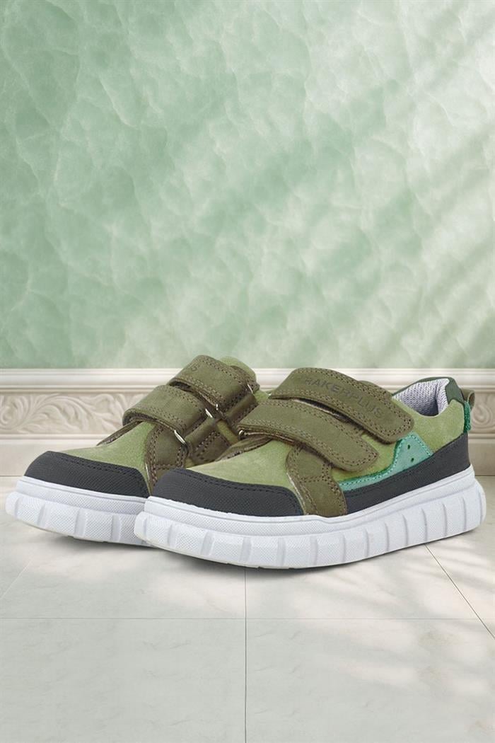 Rakerplus Hakiki Deri Siyah Beyaz Cırtlı Erkek Çocuk Sneaker