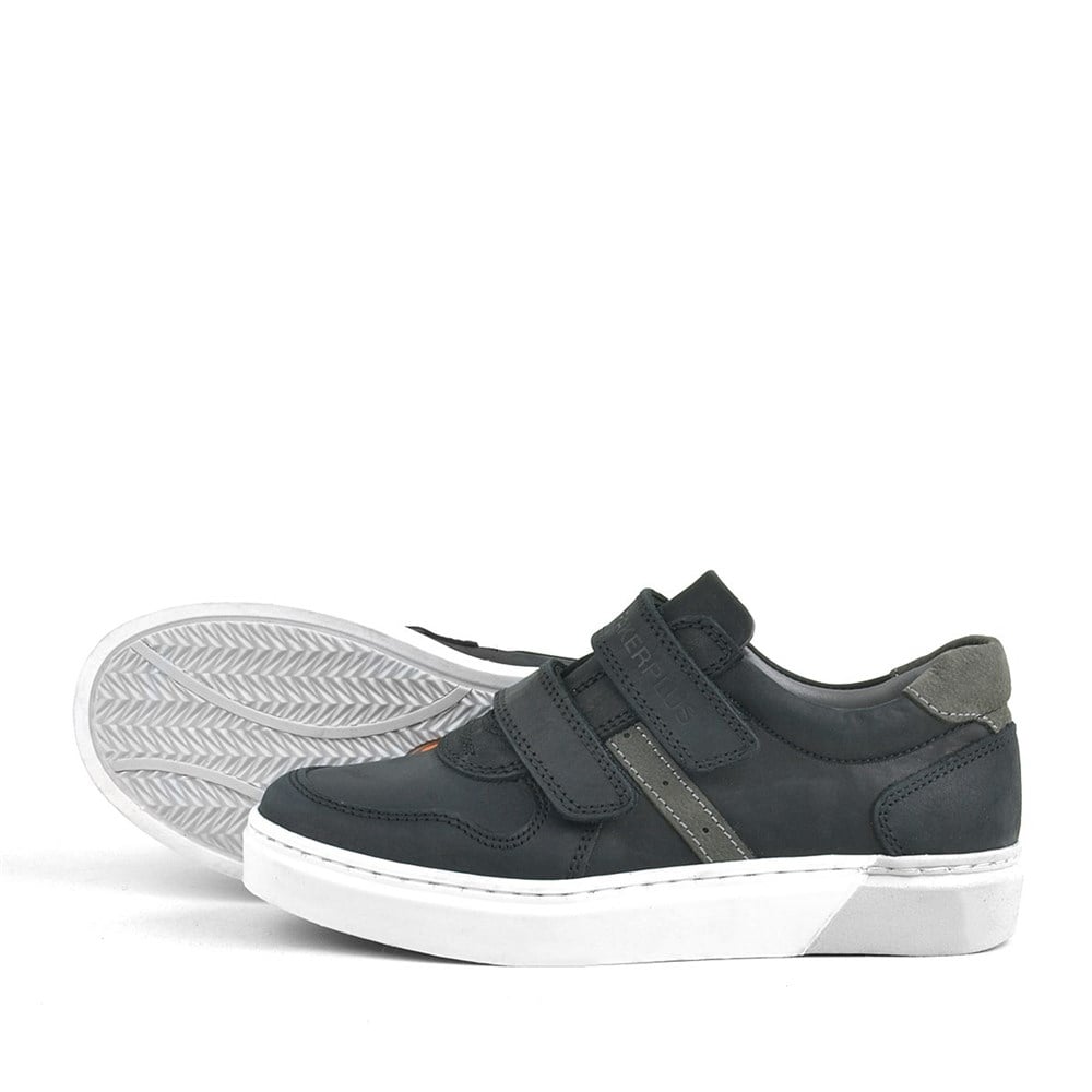 Rakerplus Hakiki Deri Siyah Cırtlı Erkek Çocuk Sneaker