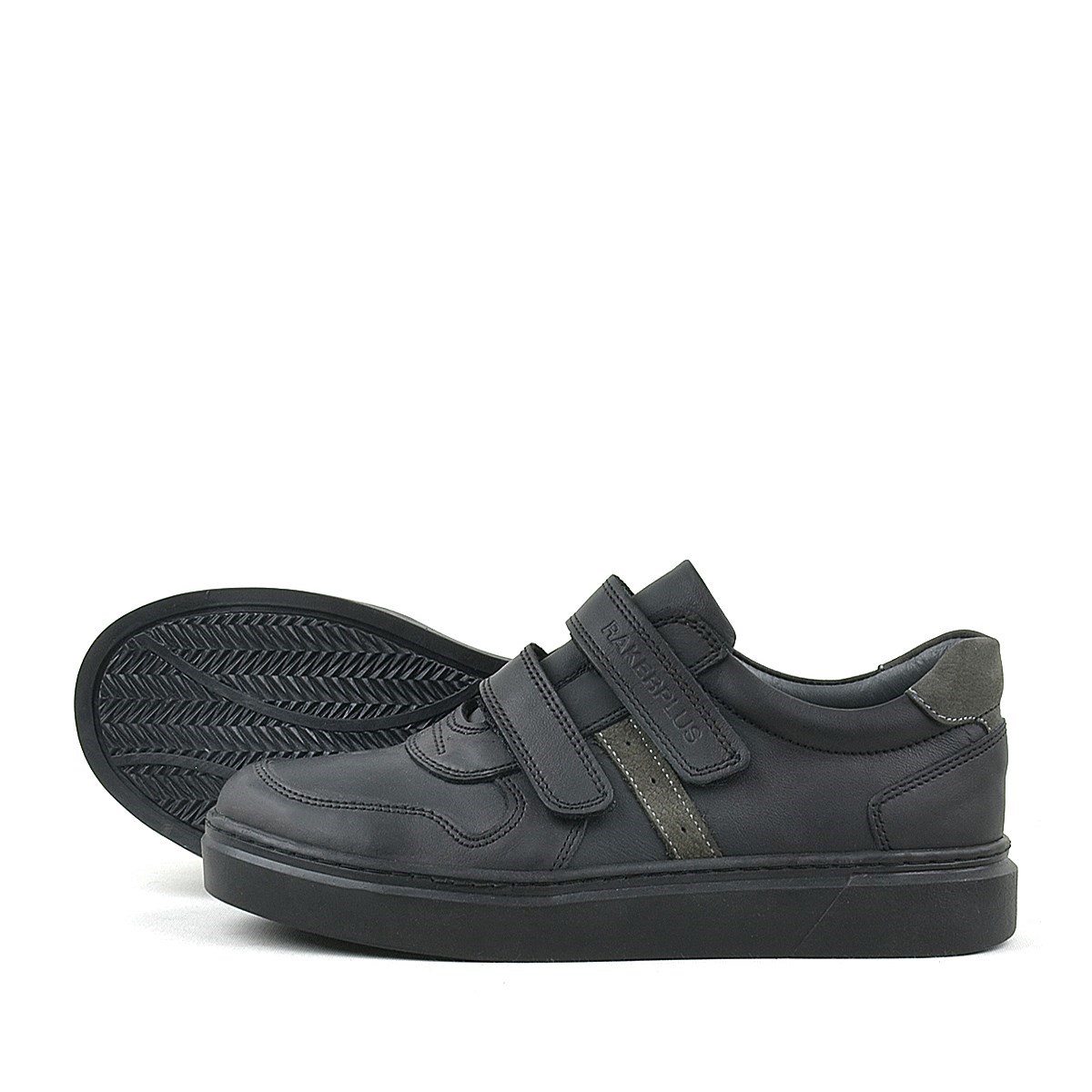 Rakerplus Hakiki Deri Siyah Cırtlı Erkek Çocuk Sneaker