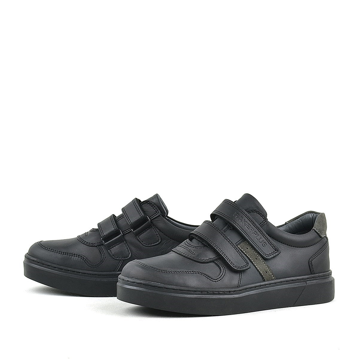 Rakerplus Hakiki Deri Siyah Cırtlı Erkek Çocuk Sneaker