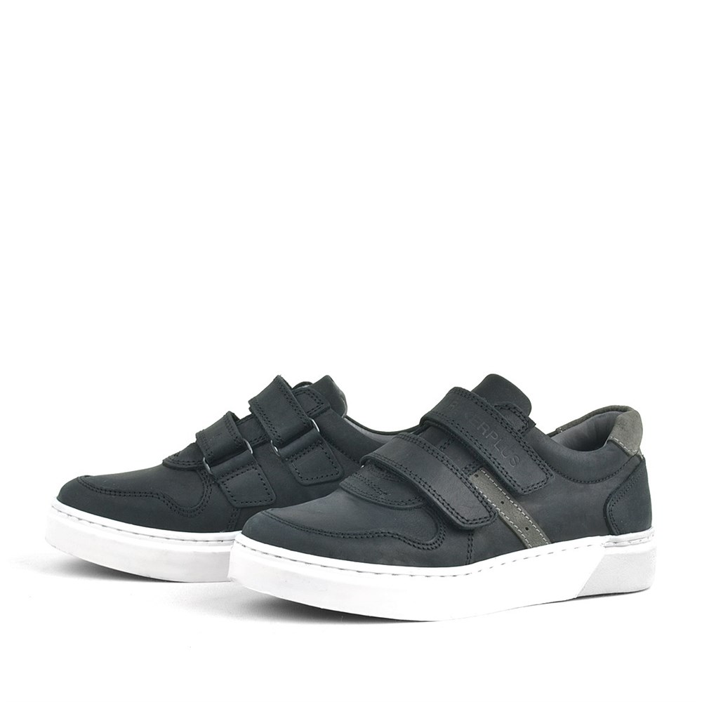 Rakerplus Hakiki Deri Siyah Cırtlı Erkek Çocuk Sneaker