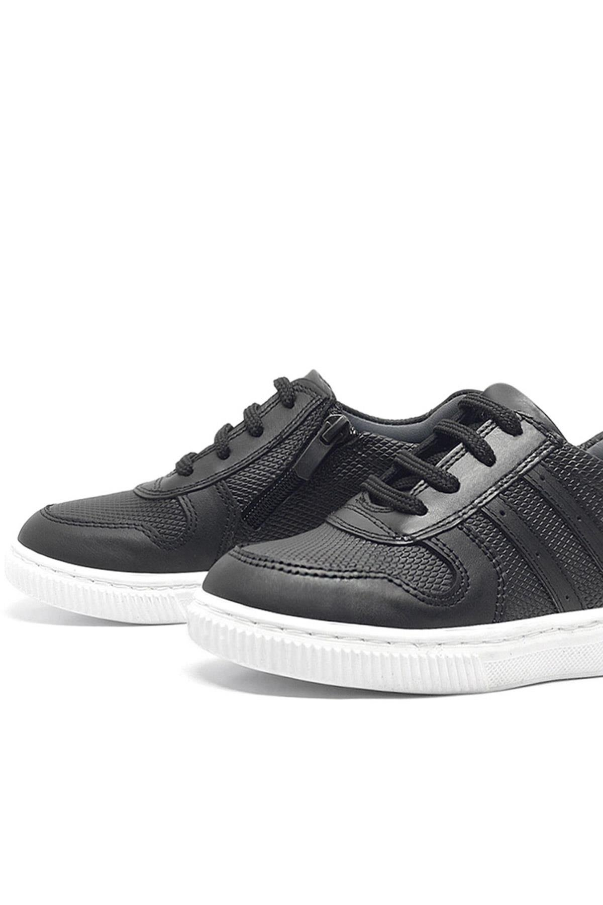 Rakerplus Hakiki Deri Siyah Erkek Çocuk Spor Okul Ayakkabı