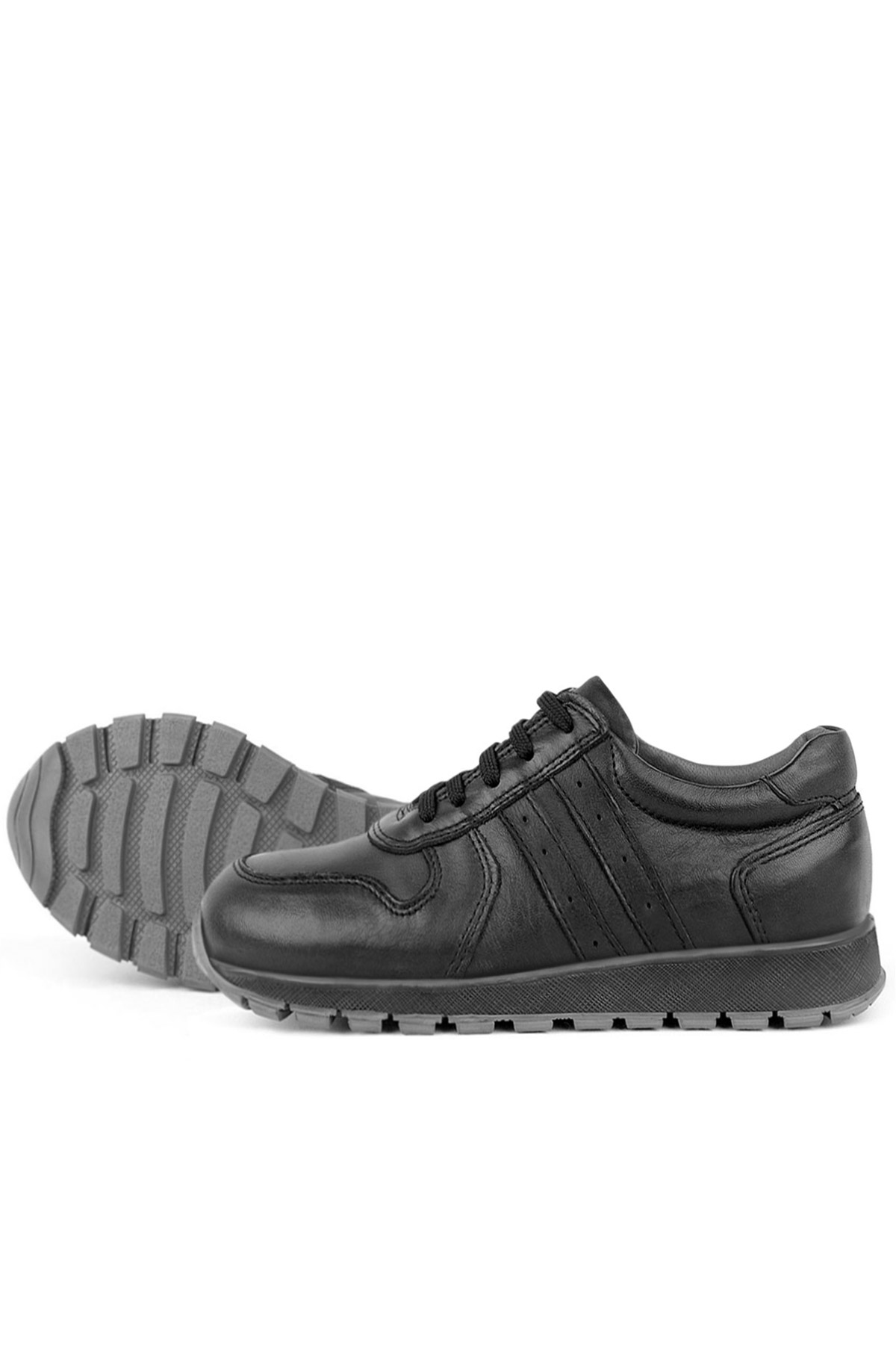 Rakerplus Hakiki Deri Siyah Fermuarlı Erkek Çocuk Spor Okul Ayakkabı