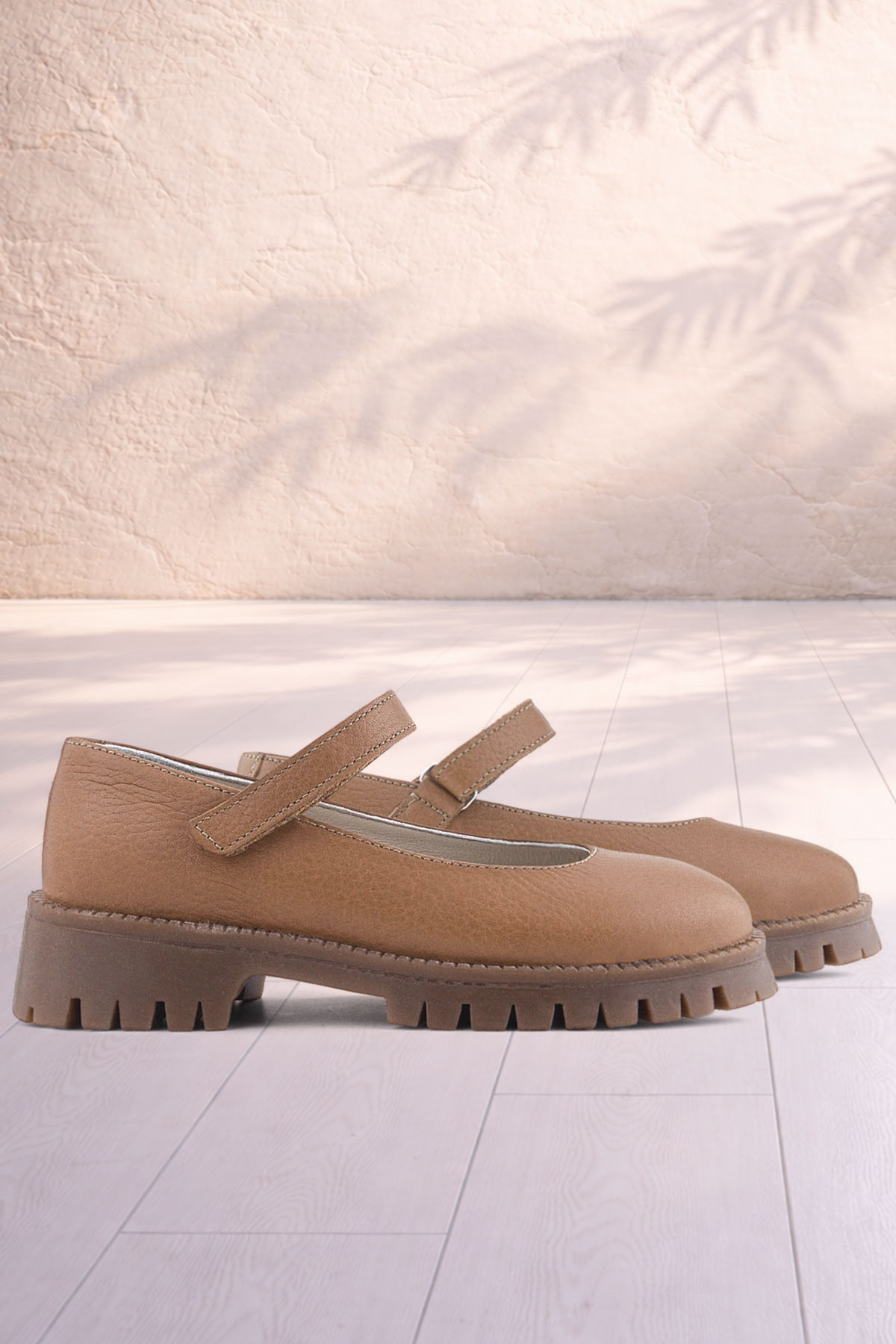 Rakerplus Hakiki Deri Taba Cırtlı Kalın Tabanlı Kız Çocuk Okul Ayakkabısı