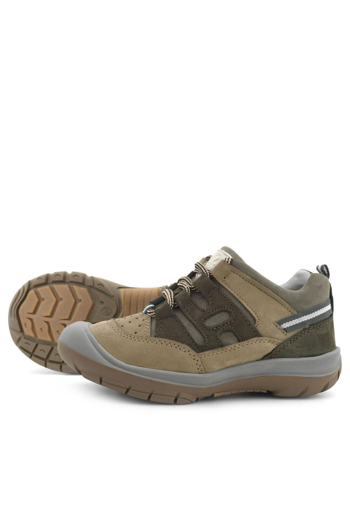 Rakerplus Hakiki Deri Vizon Kahverengi Bağcıklı Çocuk Outdoor Ayakkabı