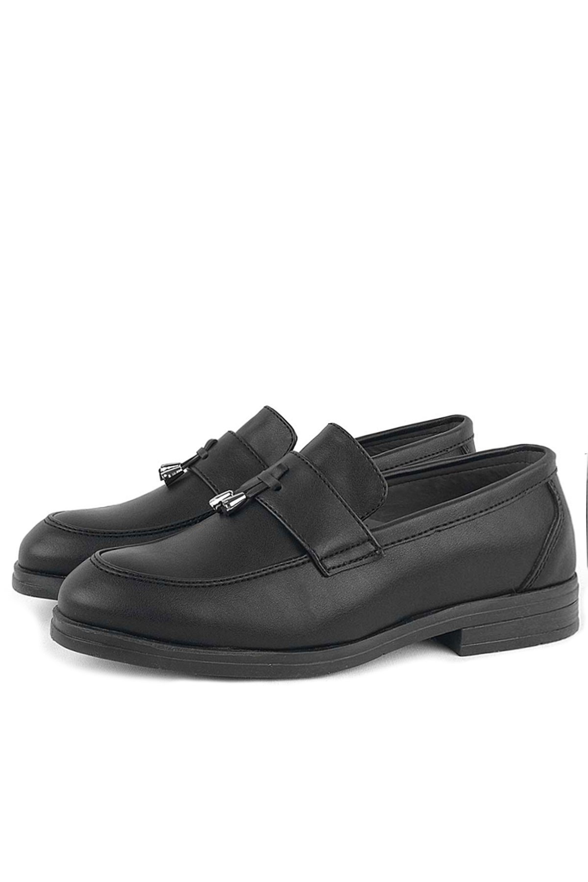 Rakerplus Loafer Siyah Mat Erkek Klasik Çocuk Ayakkabı