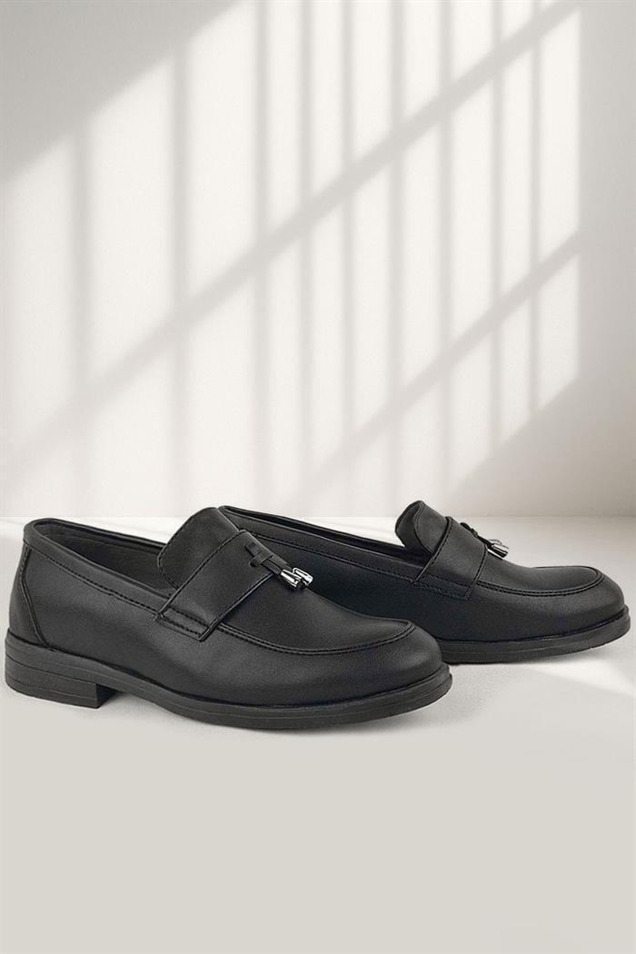 Rakerplus Loafer Siyah Mat Erkek Klasik Çocuk Ayakkabı