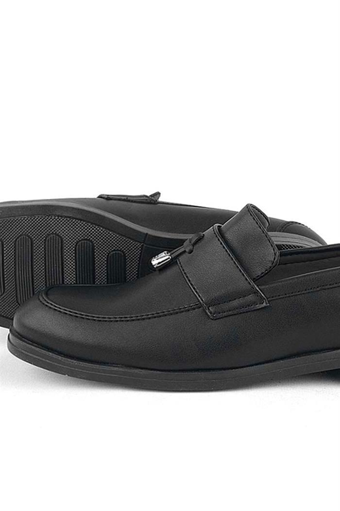 Rakerplus Loafer Siyah Mat Erkek Klasik Çocuk Ayakkabı