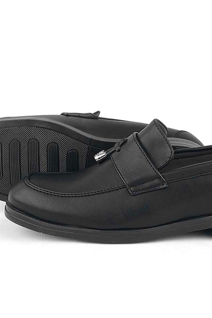 Rakerplus Loafer Siyah Mat Erkek Klasik Çocuk Ayakkabı