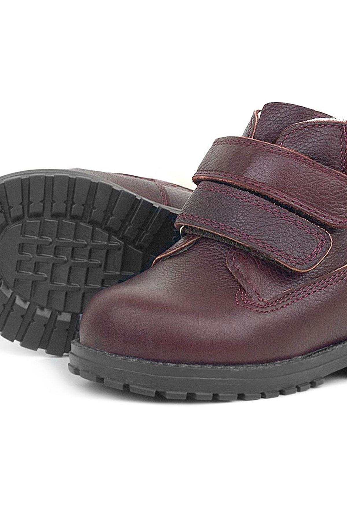 Rakerplus Neson Hakiki Deri Bordo Kürklü Cırtlı Bebek Bot