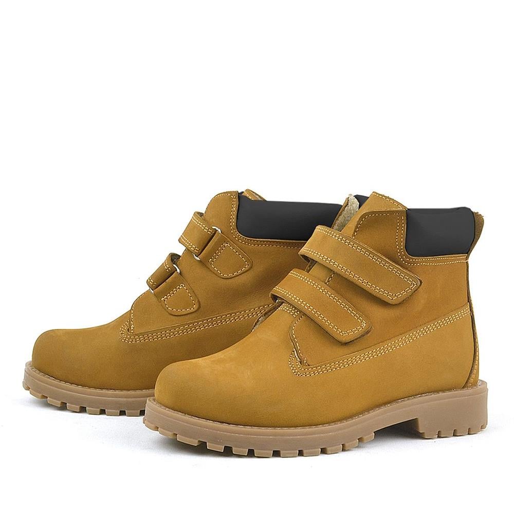 Rakerplus Neson Hakiki Deri Hardal Sarı Cırtlı Çocuk Bot