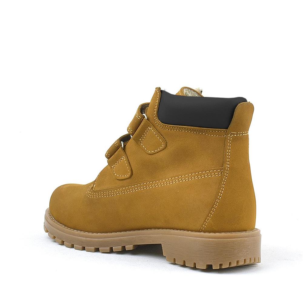 Rakerplus Neson Hakiki Deri Hardal Sarı Cırtlı Çocuk Bot