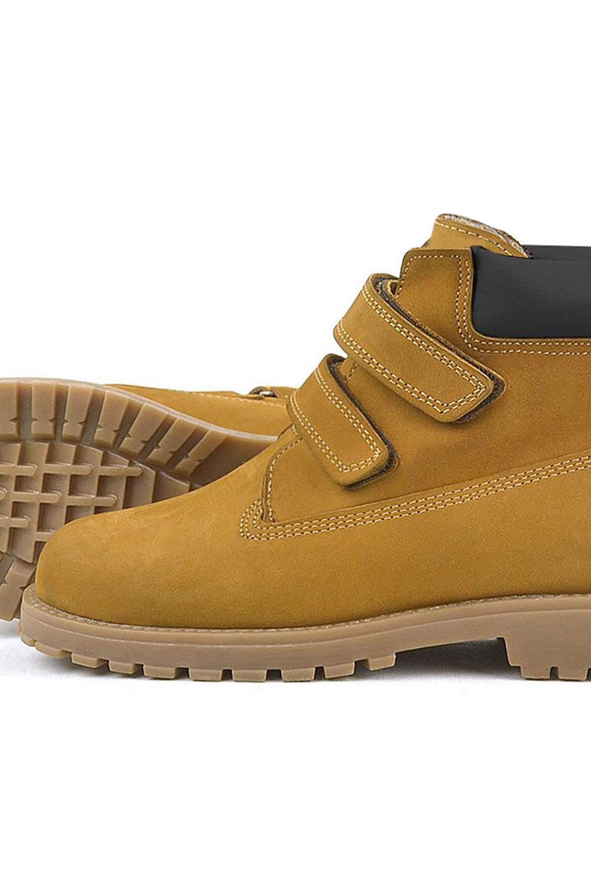 Rakerplus Neson Hakiki Deri Hardal Sarı Cırtlı Çocuk Bot