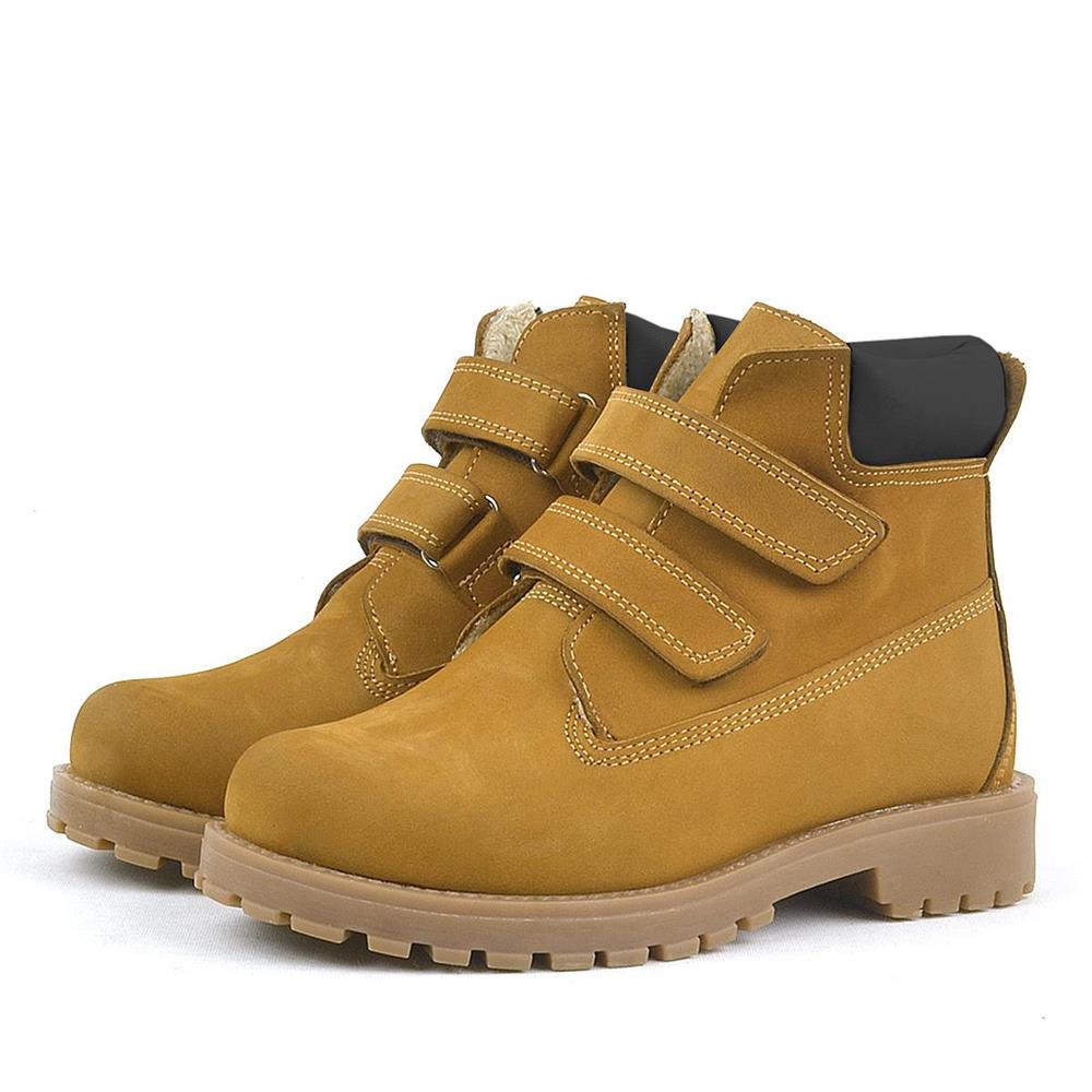 Rakerplus Neson Hakiki Deri Hardal Sarı Cırtlı Çocuk Bot