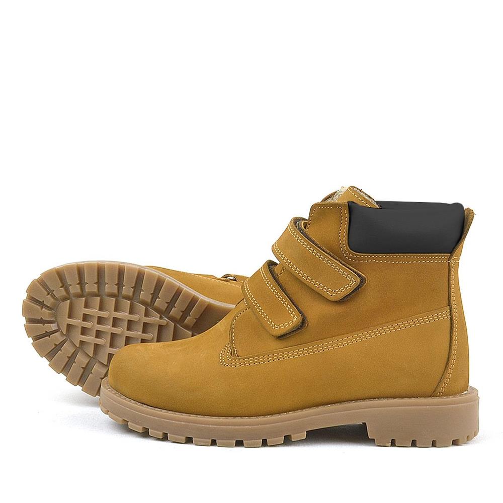 Rakerplus Neson Hakiki Deri Hardal Sarı Cırtlı Çocuk Bot