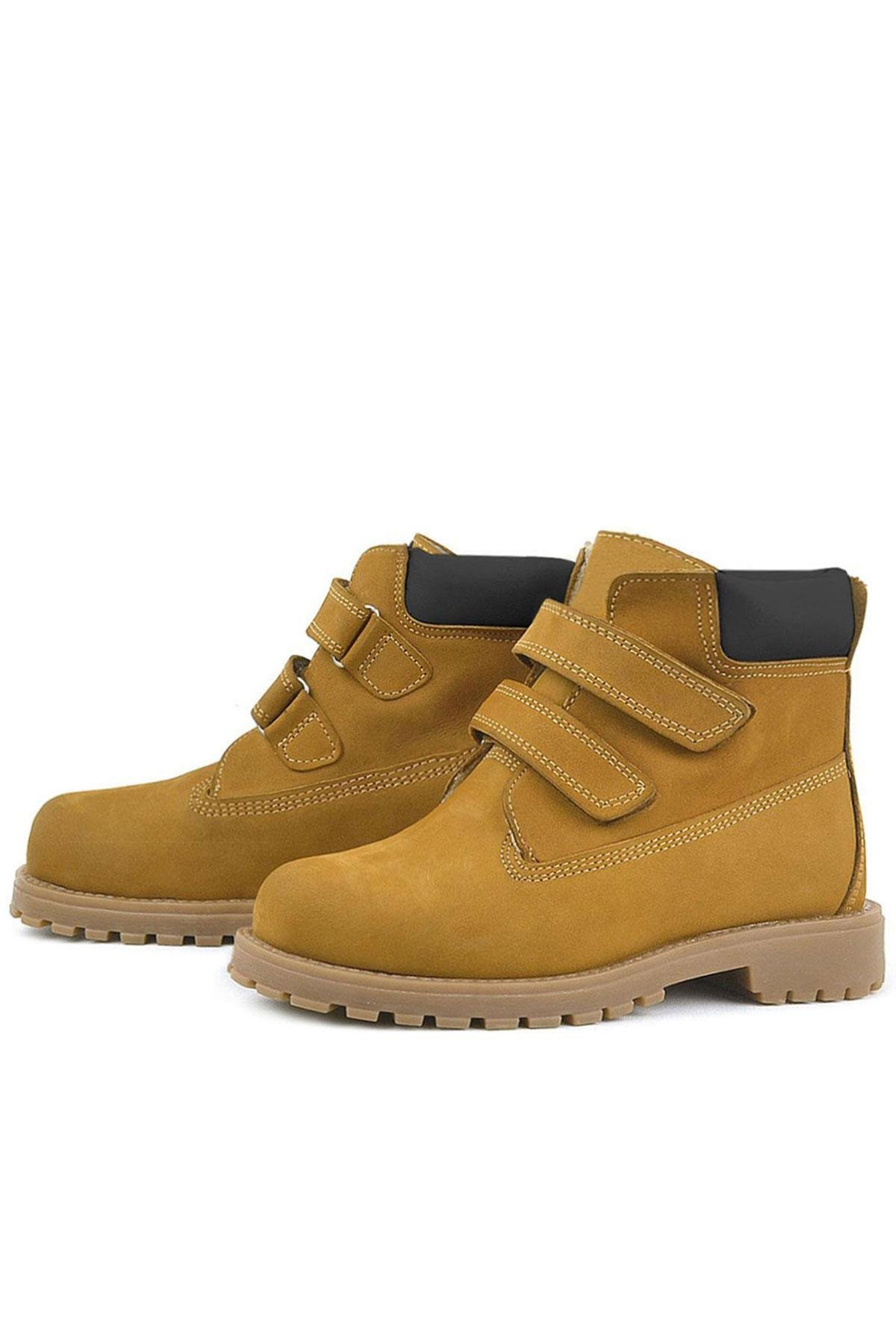 Rakerplus Neson Hakiki Deri Hardal Sarı Cırtlı Çocuk Bot