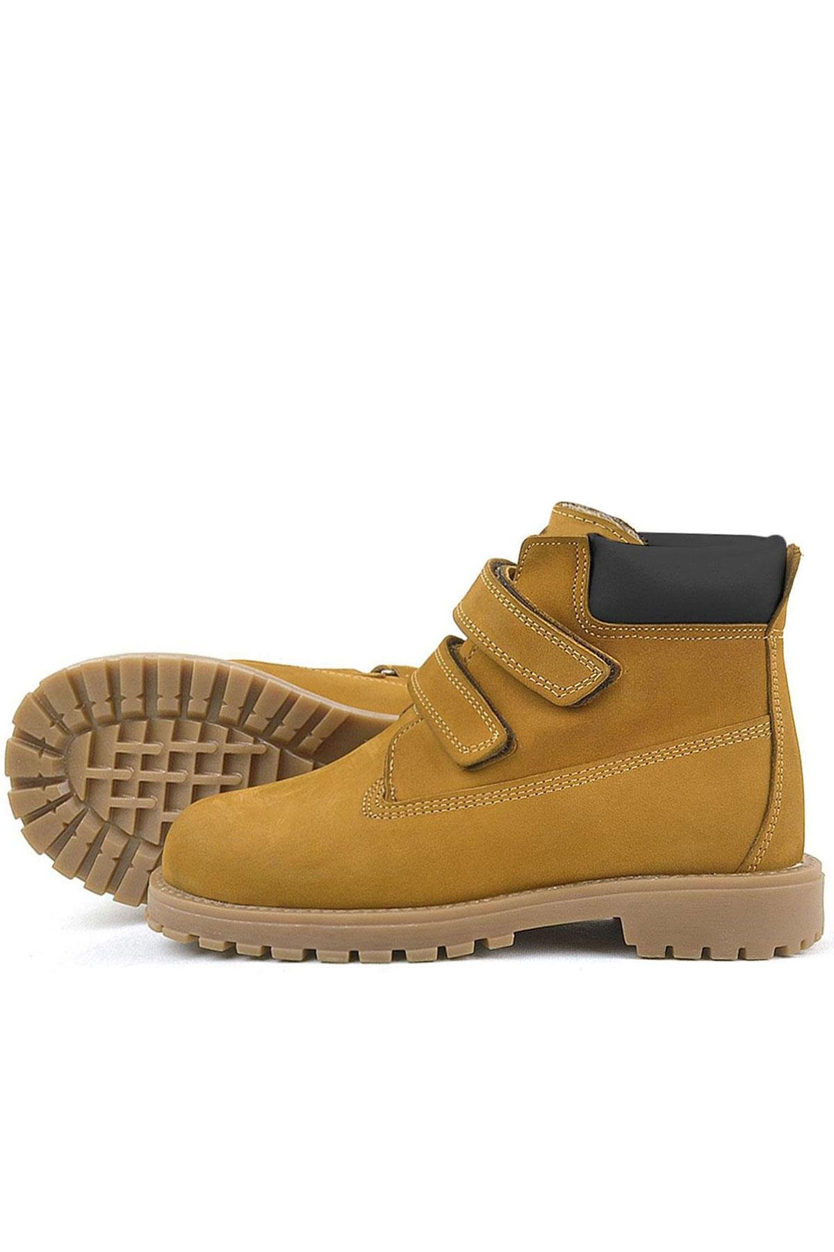 Rakerplus Neson Hakiki Deri Hardal Sarı Cırtlı Çocuk Bot