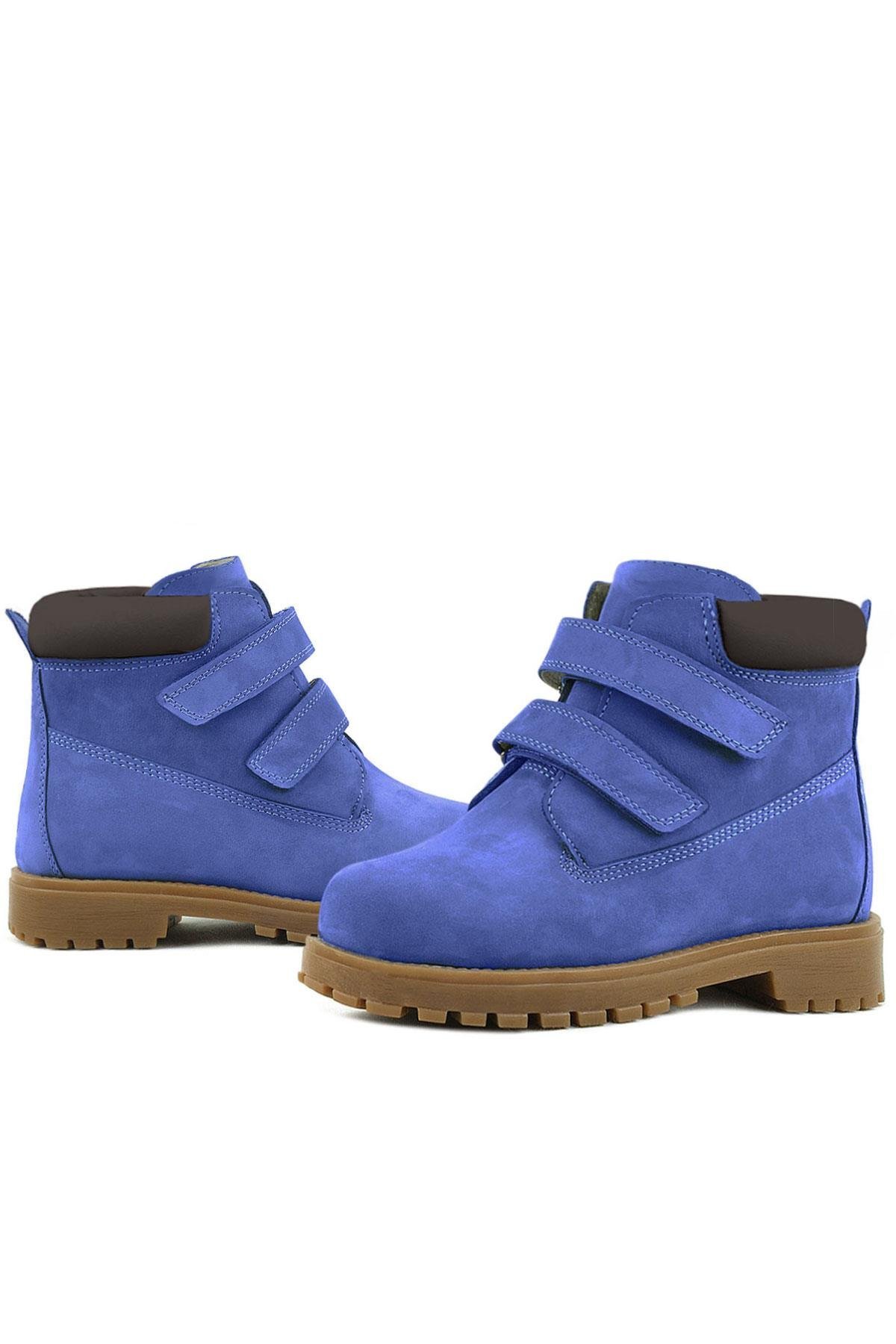 Rakerplus Neson Hakiki Deri Koyu Mavi Cırtlı Çocuk Bot