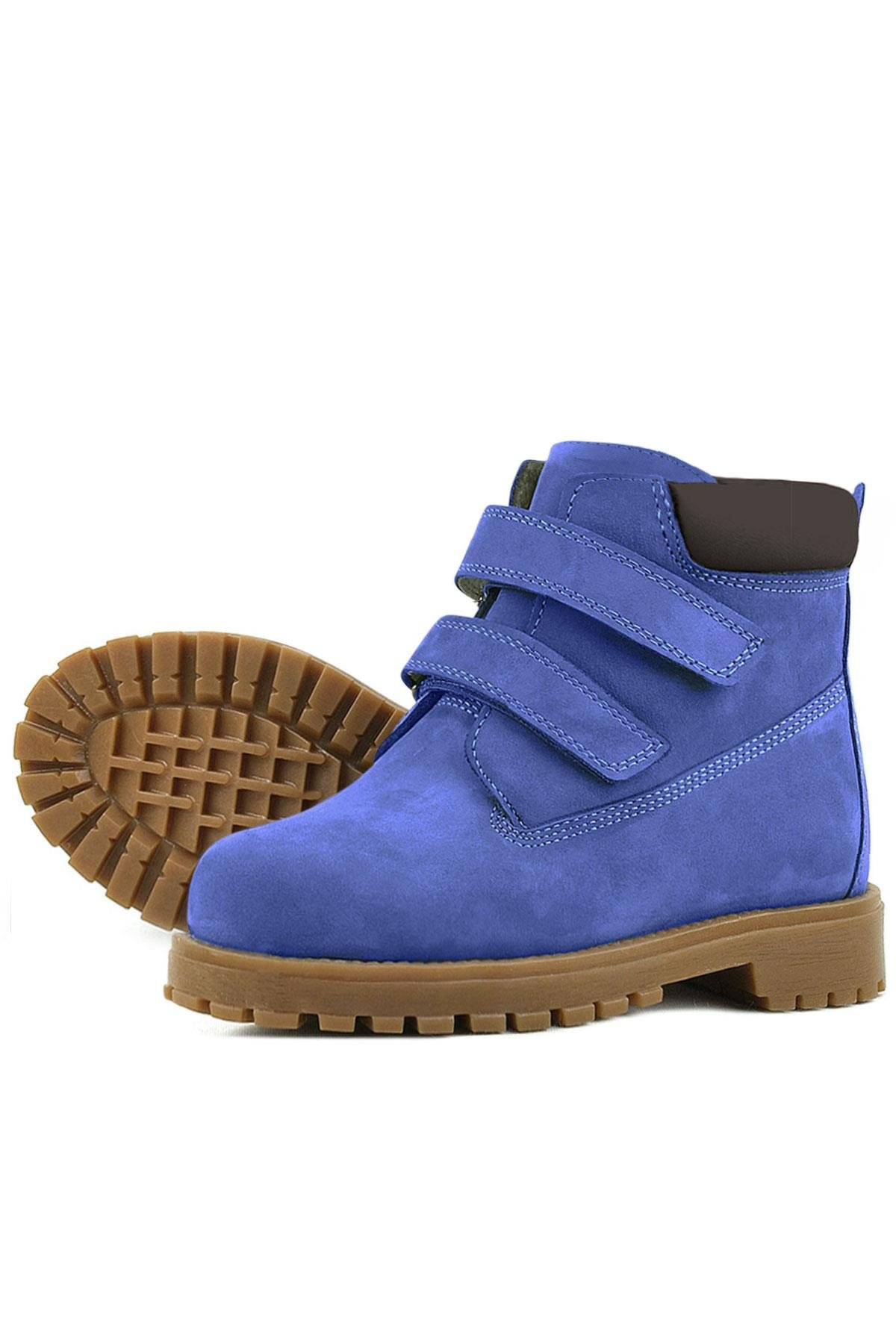 Rakerplus Neson Hakiki Deri Koyu Mavi Cırtlı Çocuk Bot