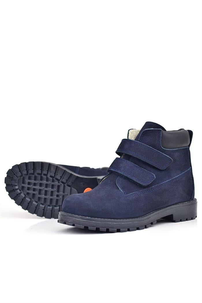 Rakerplus Neson Hakiki Deri Lacivert Nubuk Kürklü Cırtlı Çocuk Bot