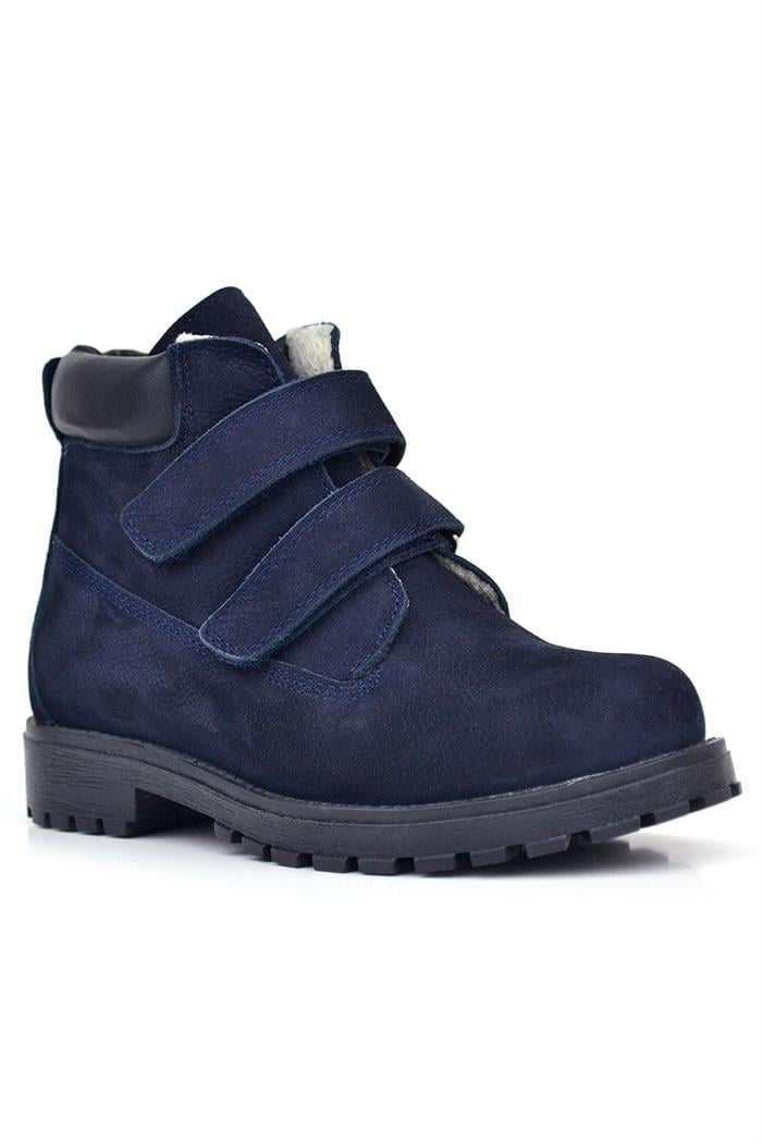 Rakerplus Neson Hakiki Deri Lacivert Nubuk Kürklü Cırtlı Çocuk Bot