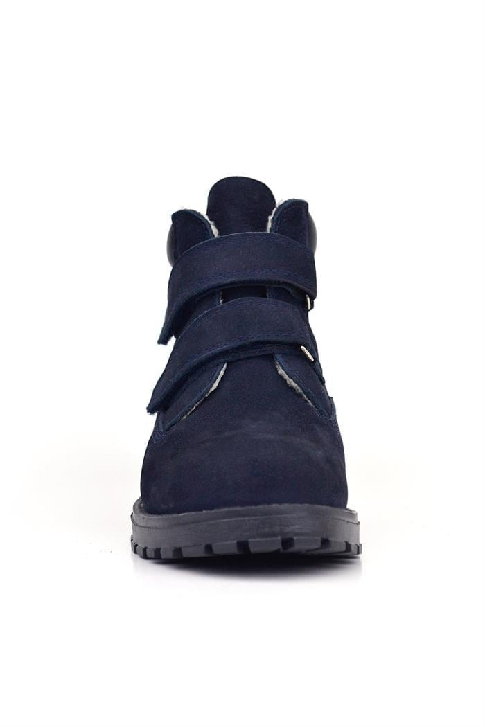 Rakerplus Neson Hakiki Deri Lacivert Nubuk Kürklü Cırtlı Çocuk Bot